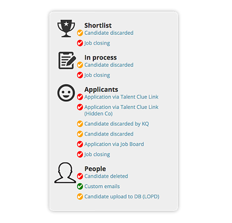 Set up automática responses according to the status of the applicants