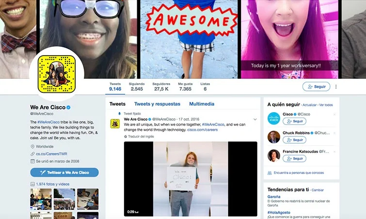 cisco twitter atraer talento