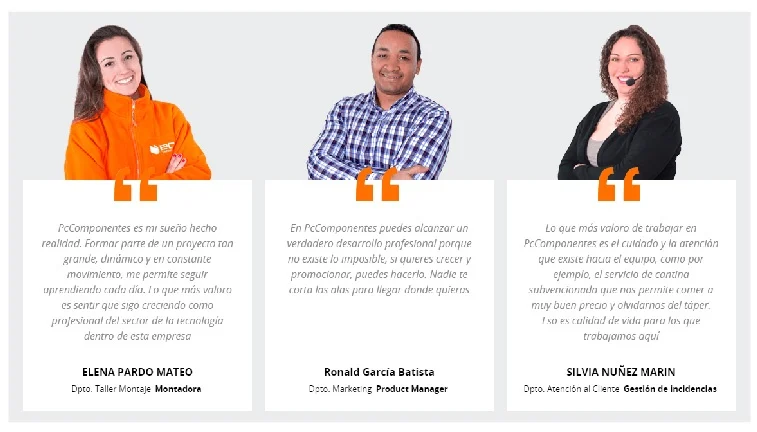 testimoniales empleados pccomponentes