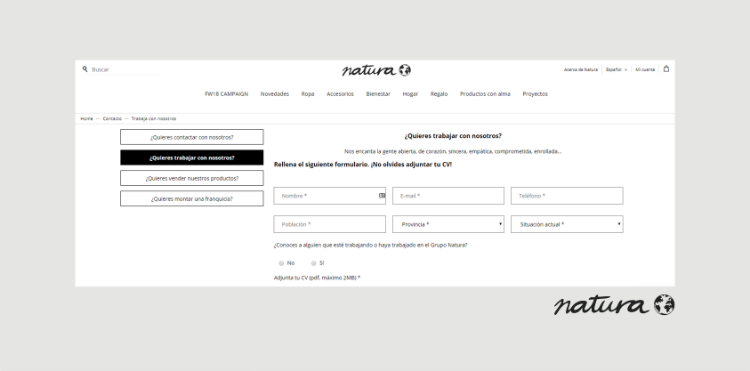 Página de empleo Natura