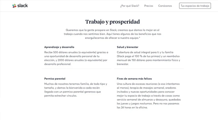 employee value proposition ejemplo slack