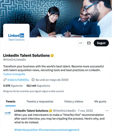 LinkedIn: Talento en Twitter