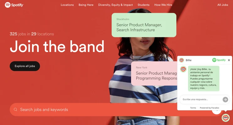 Chat incorporado en una de las mejores páginas de empleo
