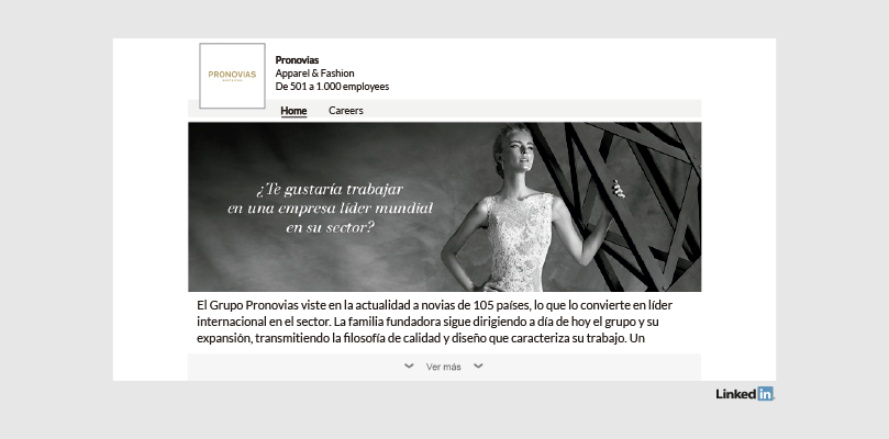 Perfil LinkedIn Empresa Pronovias
