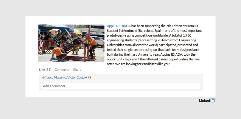 Perfil LinkedIn Empresa Applus+ IDIADA