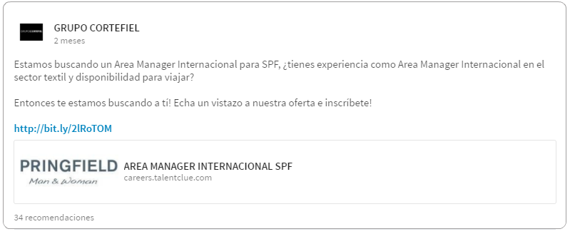 Redes Sociales Grupo Cortefiel