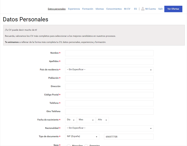 experiencia de candidato