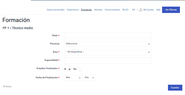 Experiencia del candidato