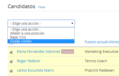 Emailing a candidatos