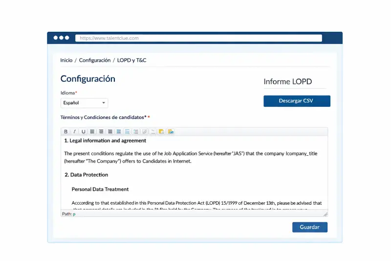 Configuración LOPD